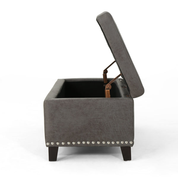 Gdf Studio Carl Rectangle Microfiber Storage Ottoman Bench