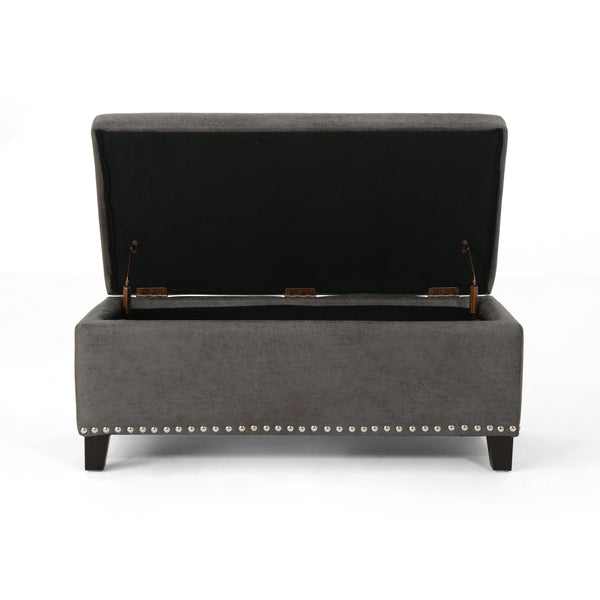 Gdf Studio Carl Rectangle Microfiber Storage Ottoman Bench