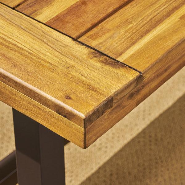 Gdf Studio Carlie Outdoor Sandblast Finished Dining Table With Iron Legs