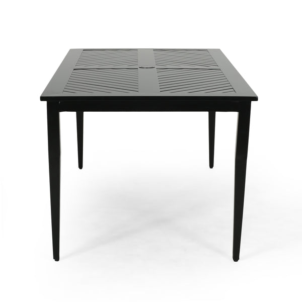 gdf studio Carlson Diego Outdoor 71 Inch Aluminum Rectangular Dining Table Matte Black