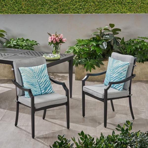 Gdf Studio Carlson Diego Outdoor Aluminum Dining Chairs With Cushions (Set Of 2)