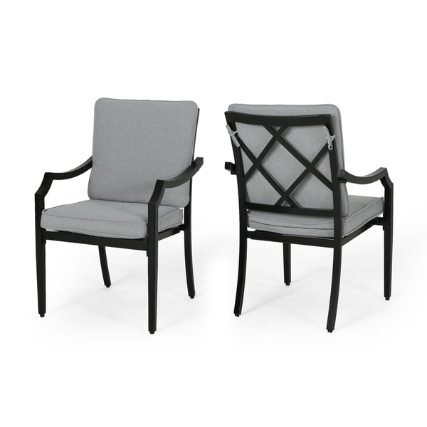 gdf studio Carlson Diego Outdoor Aluminum Dining Chairs with Cushions (Set of 2)