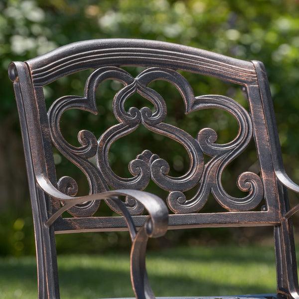 Gdf Studio Carlton Outdoor 7 Pc Patina Copper Cast Aluminum Dining Set