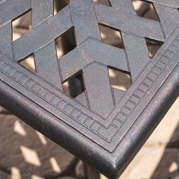Gdf Studio Carlton Outdoor Patina Copper Cast Aluminum Square Dining Table
