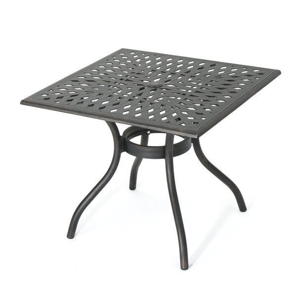 gdf studio Carlton Outdoor Patina Copper Cast Aluminum Square Dining Table