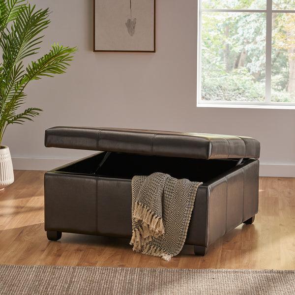 Gdf Studio Carlyle Leather Storage Ottoman Coffee Table