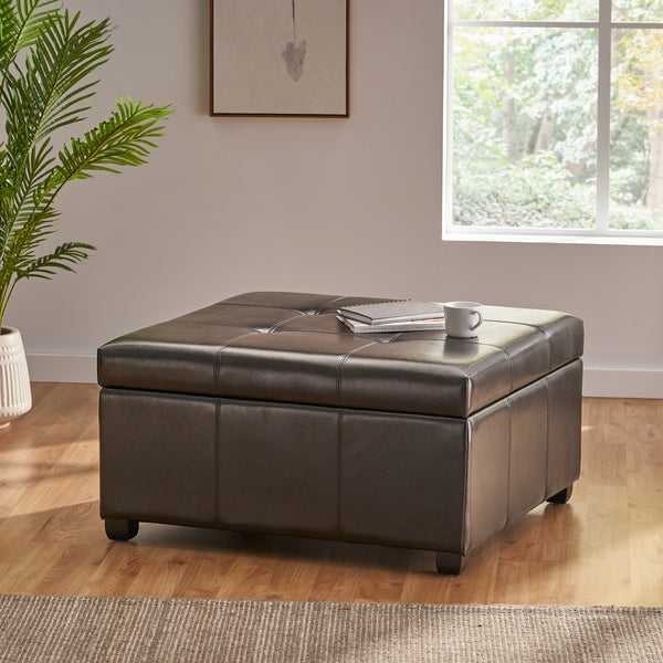 Gdf Studio Carlyle Leather Storage Ottoman Coffee Table