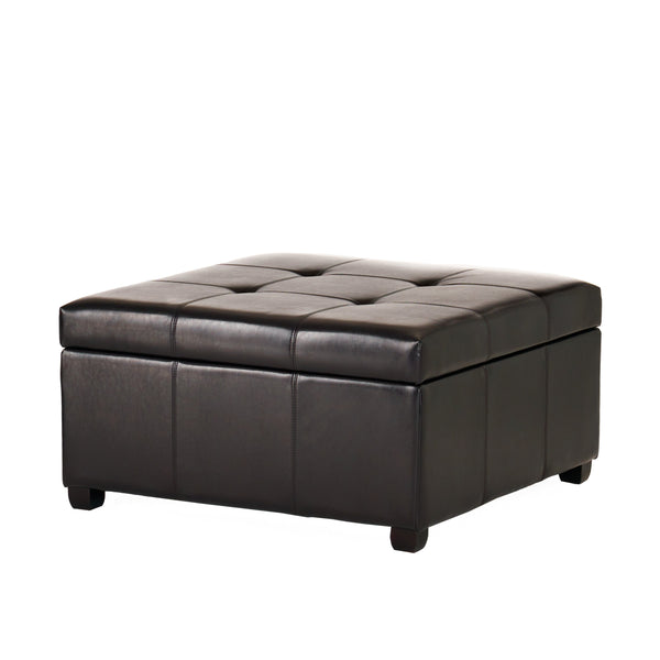 gdf studio Carlyle Leather Storage Ottoman Coffee Table