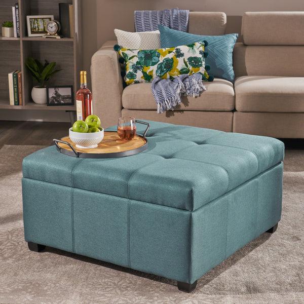 Gdf Studio Carlyle Square Tufted Fabric Storage Ottoman Coffee Table
