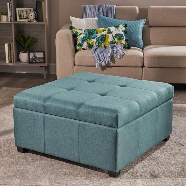 Gdf Studio Carlyle Square Tufted Fabric Storage Ottoman Coffee Table