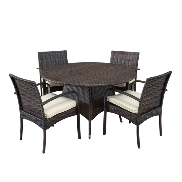 gdf studio Carmela Outdoor 5pc Multibrown Wicker Dining Set