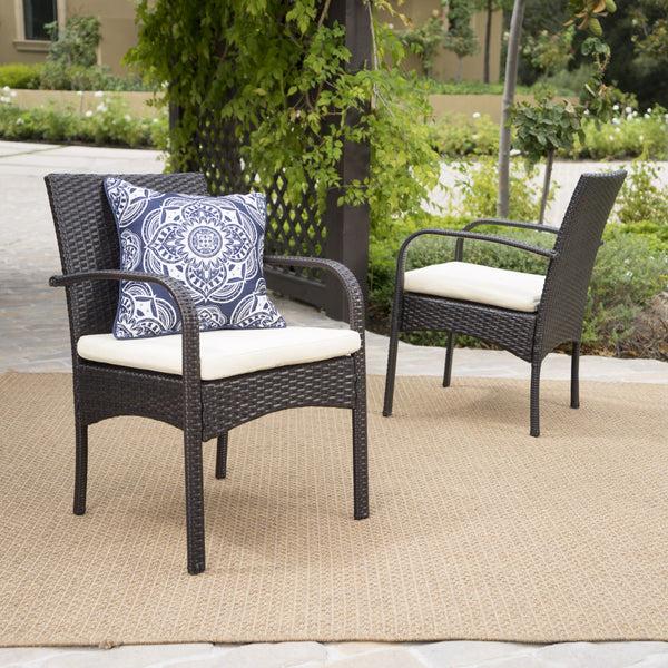 Gdf Studio Carmela Outdoor Multibrown PE Wicker Dining Chairs (Set Of 2)