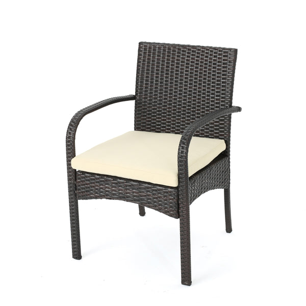 Gdf Studio Carmela Outdoor Multibrown PE Wicker Dining Chairs (Set Of 2)