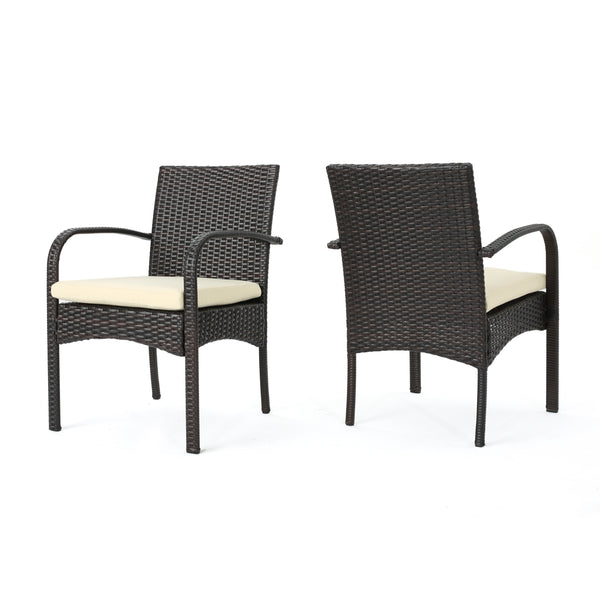 gdf studio Carmela Outdoor Multibrown PE Wicker Dining Chairs (Set of 2)