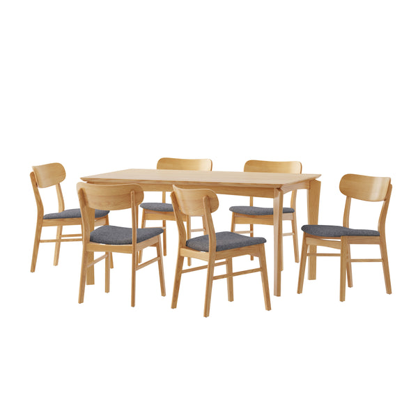 Gdf Studio Carmody Wood And Fabric 7 Piece Dining Set