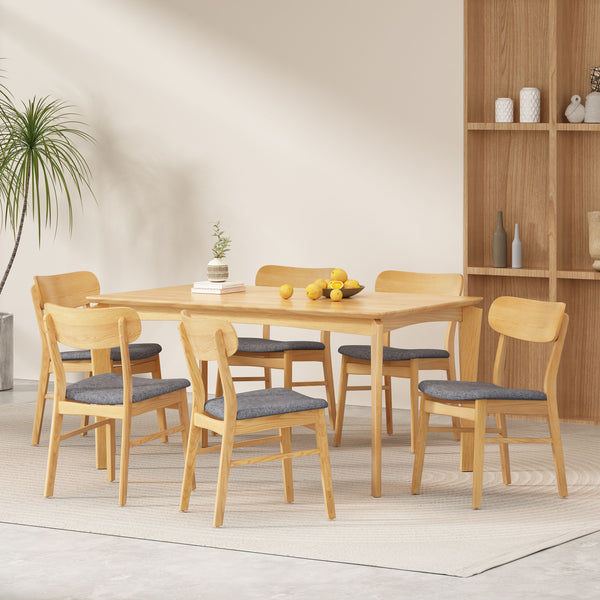 Gdf Studio Carmody Wood And Fabric 7 Piece Dining Set
