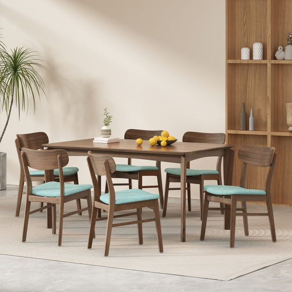 gdf studio Carmody Wood and Fabric 7 Piece Dining Set