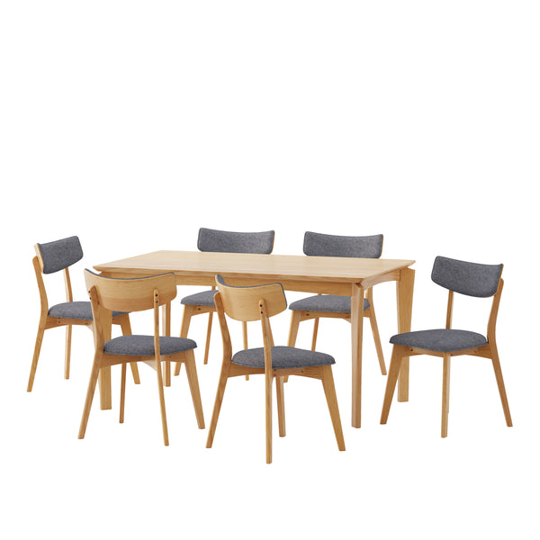 Gdf Studio Carnelian Wood And Fabric 7 Piece Dining Set