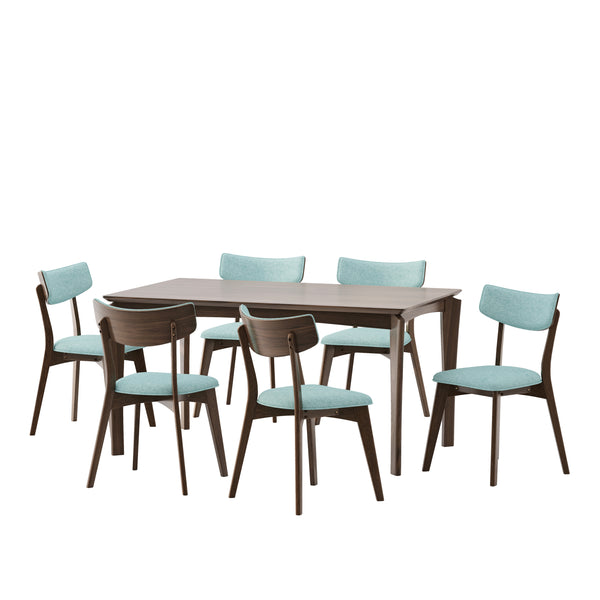 gdf studio Carnelian Wood and Fabric 7 Piece Dining Set