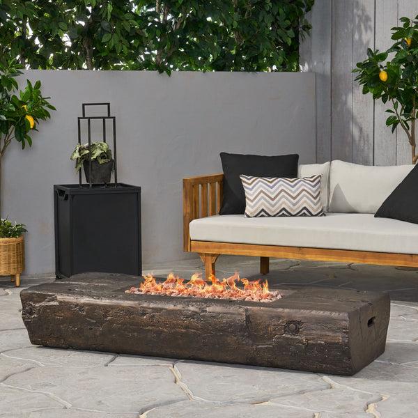 Gdf Studio Carolina Faux Wood Slab Rectangular Propane Fire Pit