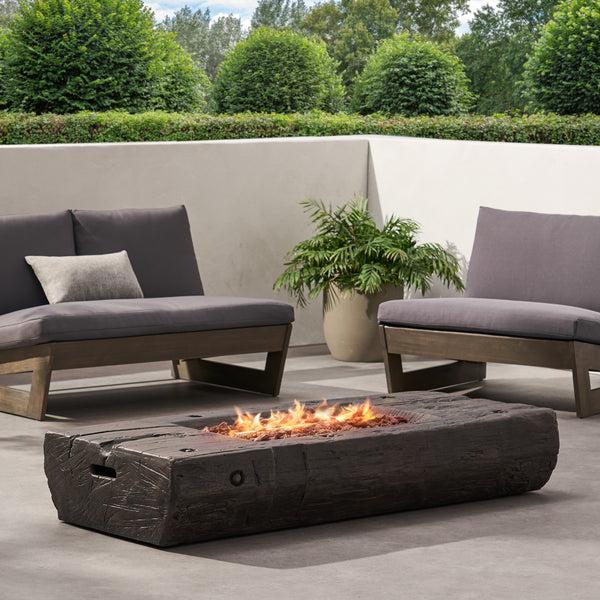 Gdf Studio Carolina Outdoor 40 000 BTU Lightweight Concrete Wood Finish Fire Pit (No Tank Holder) Brown