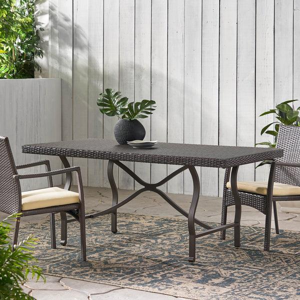 Gdf Studio Carolina Outdoor Multibrown Wicker Dining Table