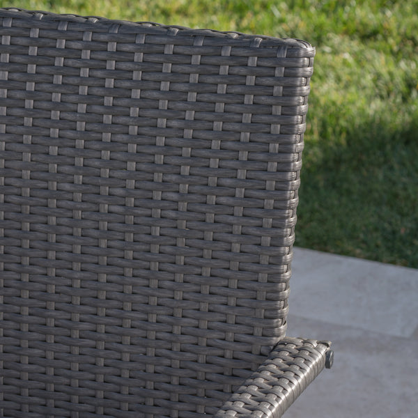 Gdf Studio Carpenter Outdoor 7 Piece Gray Wicker Dining Set With Gray Water Resistant Cushions