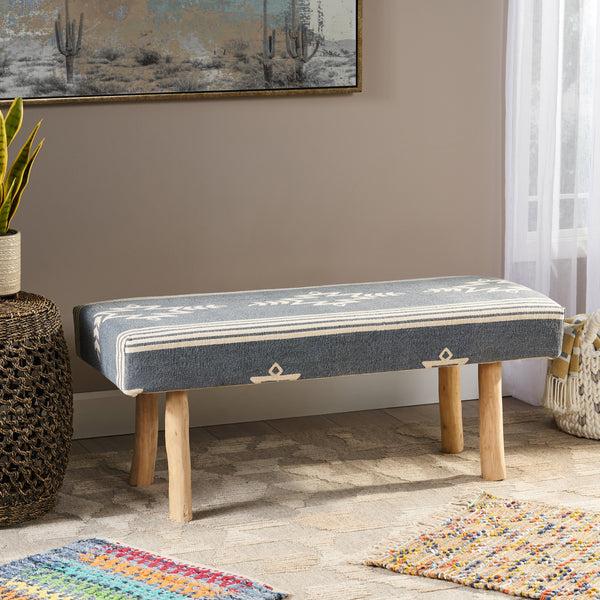 Gdf Studio Carrera Handcrafted Boho Rectangular Fabric Bench