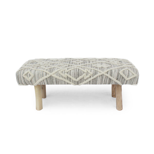 gdf studio Carrera Handcrafted Boho Rectangular Wool & Fabric Bench