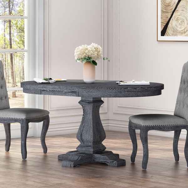 Gdf Studio Carrick Rustic Wood Expandable Oval Dining Table