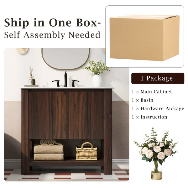 Gdf Studio Caryaty Bathroom Cabinet Vanity With Rectangle Ceramic Sink