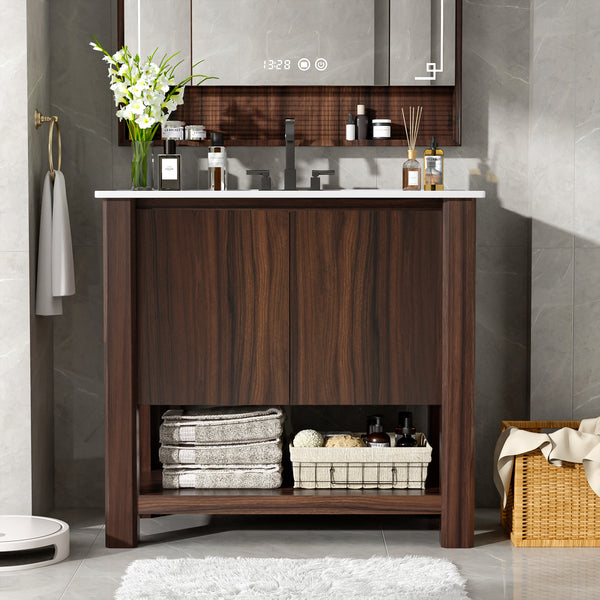 gdf studio Caryaty Bathroom Cabinet Vanity with Rectangle Ceramic Sink