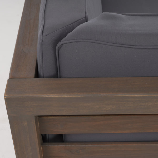 Gdf Studio Cascada Outdoor Acacia Wood Left Arm Loveseat And Coffee Table Set With Cushion