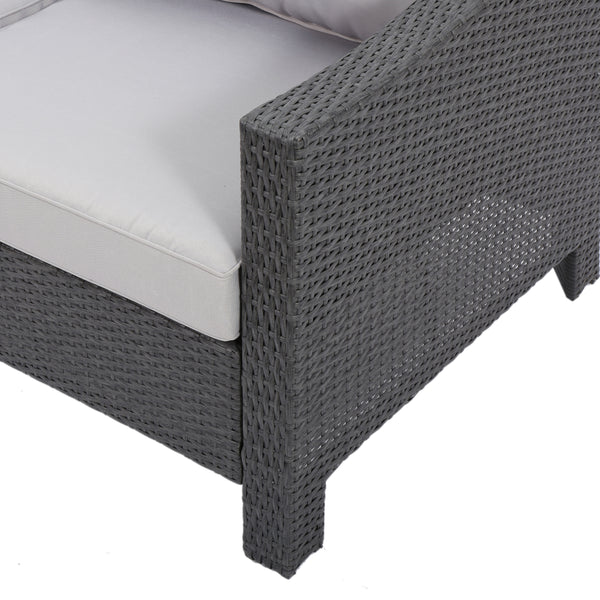 Gdf Studio Caspian 5pc Outdoor Grey Wicker Sofa Set