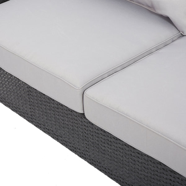 Gdf Studio Caspian 5pc Outdoor Grey Wicker Sofa Set