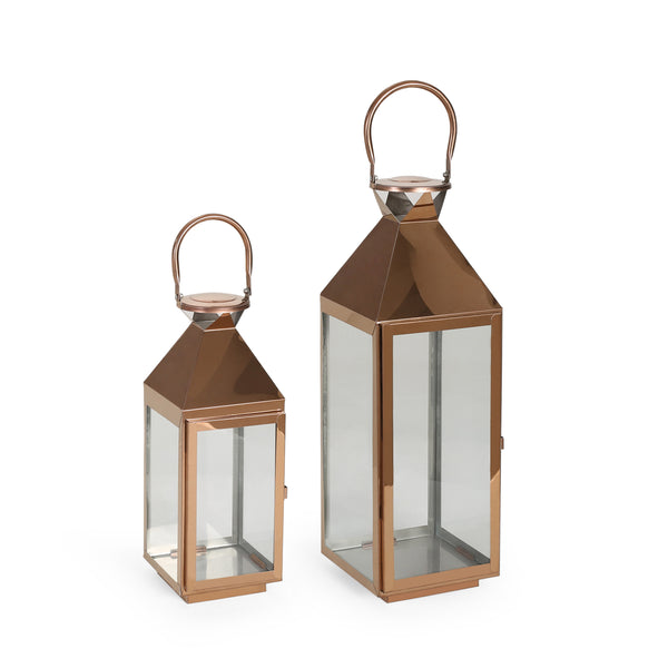 Gdf Studio Cassien Modern Stainless Steel Lantern Set