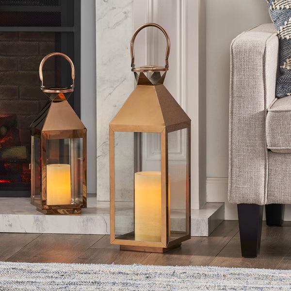 gdf studio Cassien Modern Stainless Steel Lantern Set