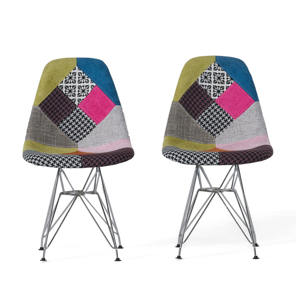 Gdf Studio Cassius Multi-Color Patchwork Fabric Accent Chair (Set Of 2)