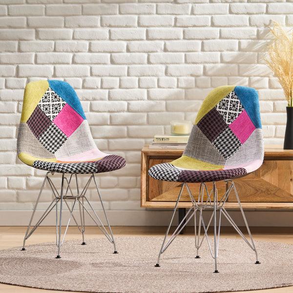 gdf studio Cassius Multi-Color Patchwork Fabric Accent Chair (Set of 2)