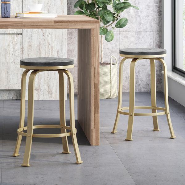Gdf Studio Cassum Modern Industrial Swiveling Counter Stool (Set Of 2)