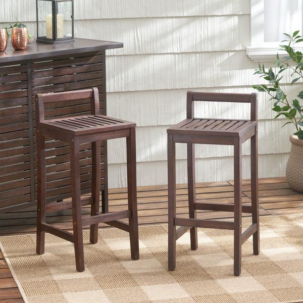 Gdf Studio Catrina 30-Inch Mahogany Stained Wood Bar Stools (Set Of 2)