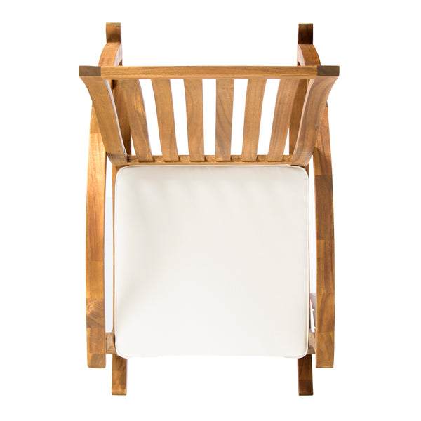 Gdf Studio Cattan Outdoor Acacia Wood Rocking Chair With Water Resistant Cushion