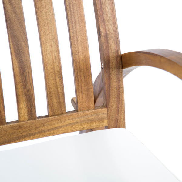 Gdf Studio Cattan Outdoor Acacia Wood Rocking Chair With Water Resistant Cushion