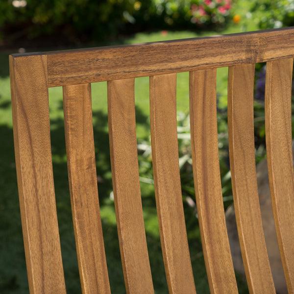 Gdf Studio Cattan Outdoor Natural Stained Acacia Wood Rocking Chair Chat Set
