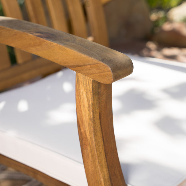 Gdf Studio Cattan Outdoor Natural Stained Acacia Wood Rocking Chair Chat Set