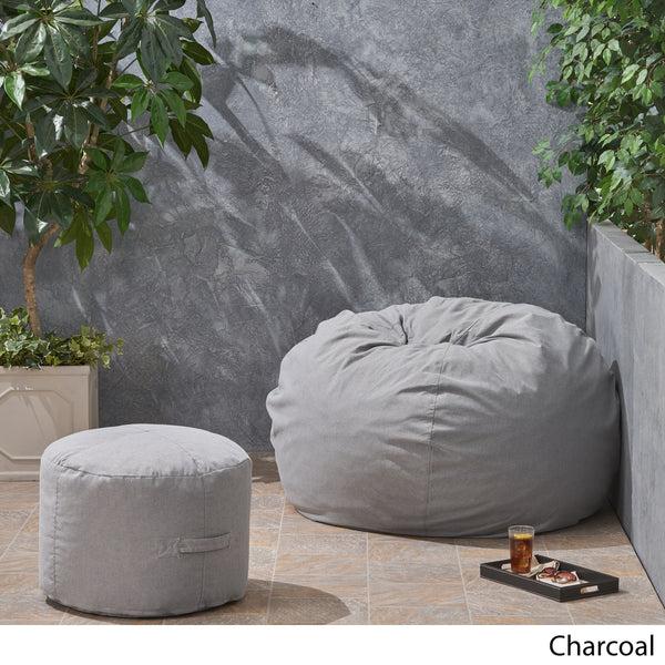 Gdf Studio Cavalia Bay Outdoor Water Resistant 4.5 Bean Bag And 2 Ottoman Pouf Set