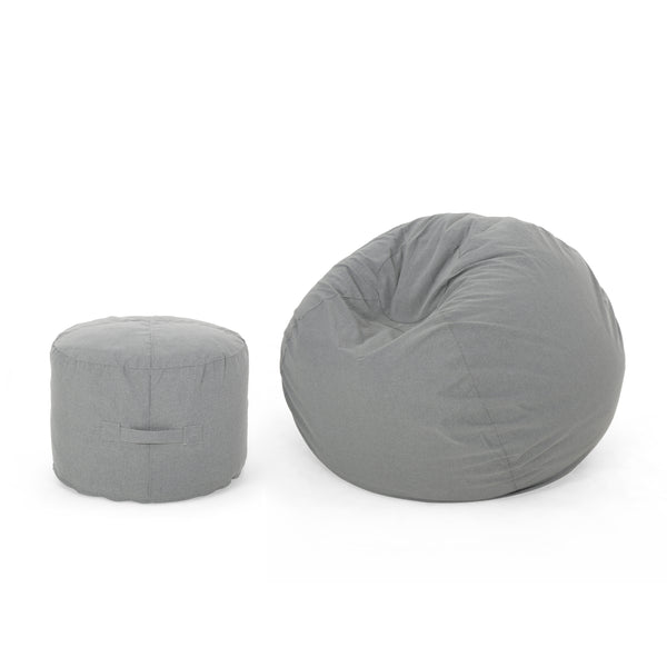 gdf studio Cavalia Bay Outdoor Water Resistant 4.5 Bean Bag and 2 Ottoman Pouf Set