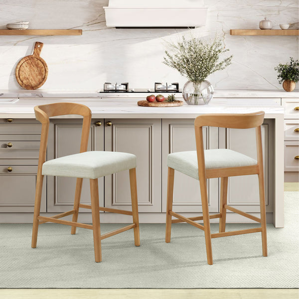 gdf studio Cavovasir Solid Rubber Wood Counter Stools Set of 2