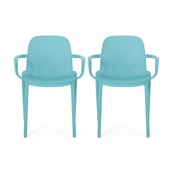 Gdf Studio Cecelia Outdoor Modern Stacking Dining Chairs