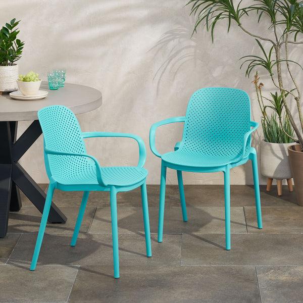 gdf studio Cecelia Outdoor Modern Stacking Dining Chairs